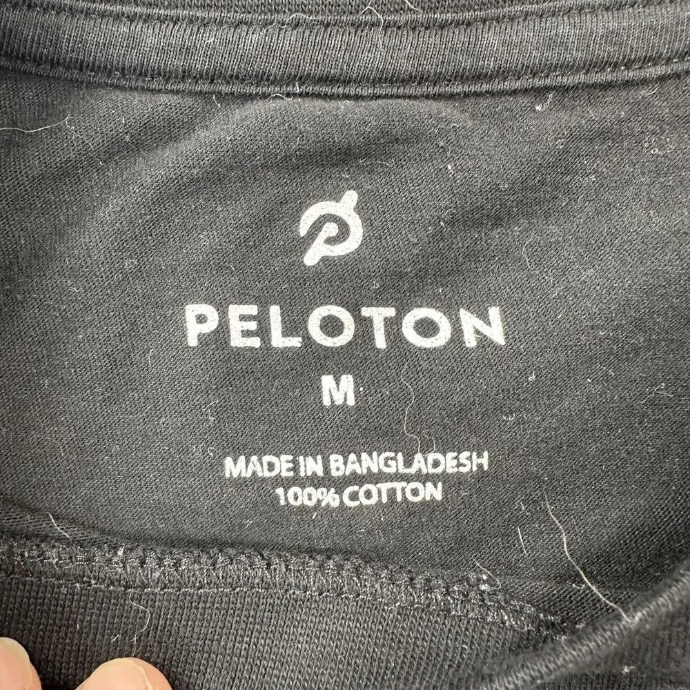 Peloton Shirt Mens Medium Black Century 100 Ride Graphic Tee Cotton Workout